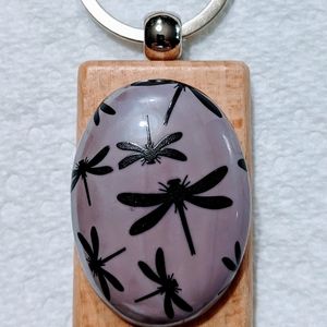 Glass dragonfly key ring